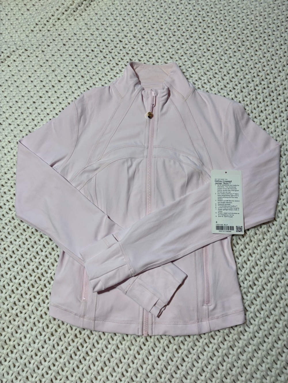 lululemon define cropped jacket nulu in blissful pink size 8